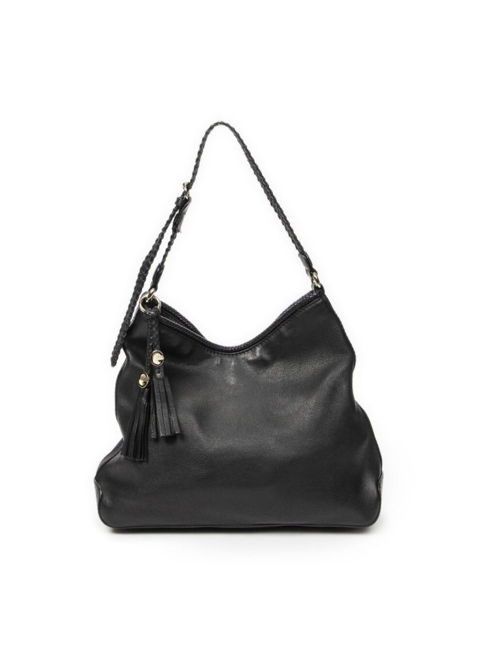 Gucci Marrakech Hobo Black Gray Calfskin Leather